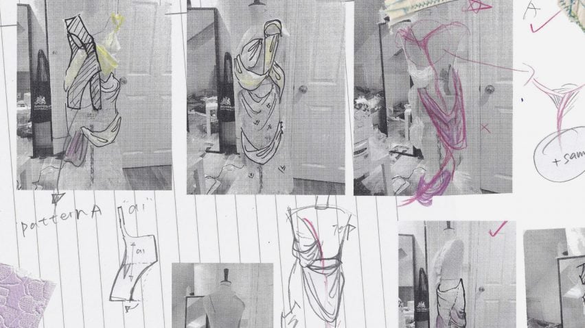a scan of a fashion sketchbook