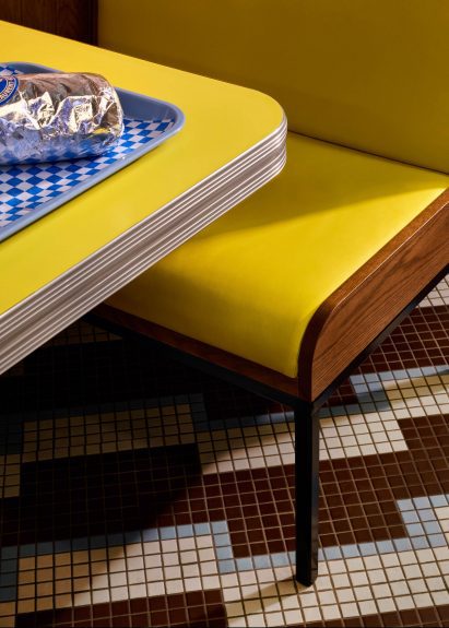 Detail of a stainless steel table corner