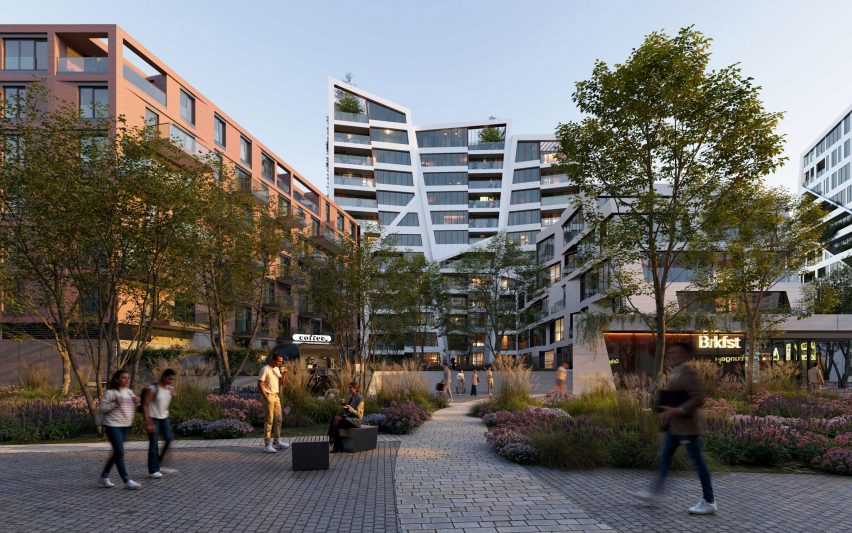 Render of Sekyra Flowers housing in Prague by Studio Libeskind