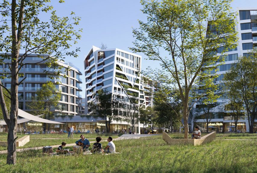 Render of Sekyra Flowers housing in Prague by Studio Libeskind