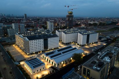 Bird's eye view of Milan winter games athletes' village