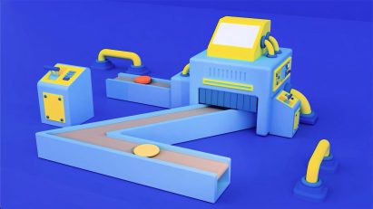 a still from an animation in tones of blue and yellow