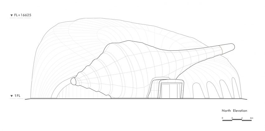 Elevation of Pasona Natureverse Pavilion by The Design Labo
