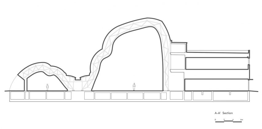 Section of Pasona Natureverse Pavilion by The Design Labo