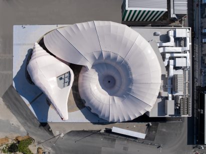 Above view of shell-shaped structure by The Design Labo