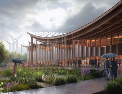 Mass-timber congress centre in Normandy by BIG