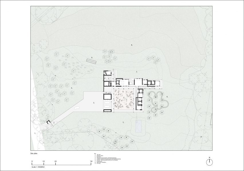 Site plan of Three Oaks Farm by Nick Willson Architects