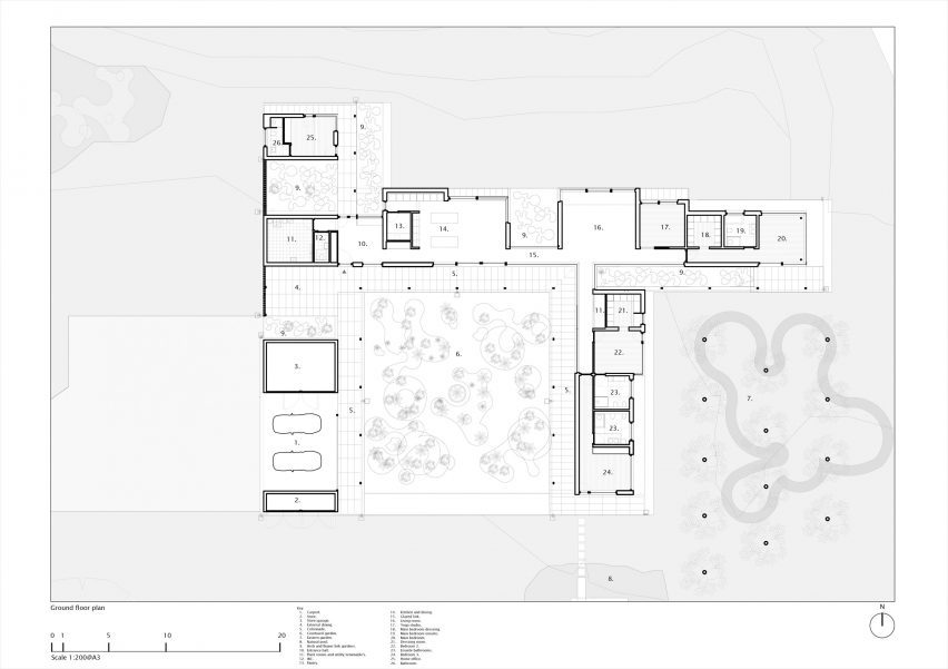 Ground floor plan of Three Oaks Farm by Nick Willson Architects