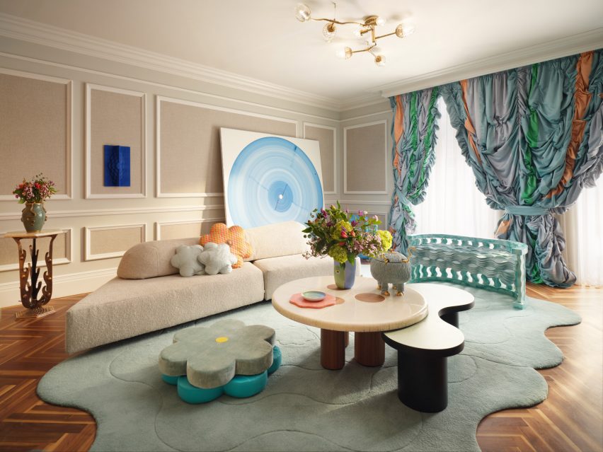 Suite with pale green decorations