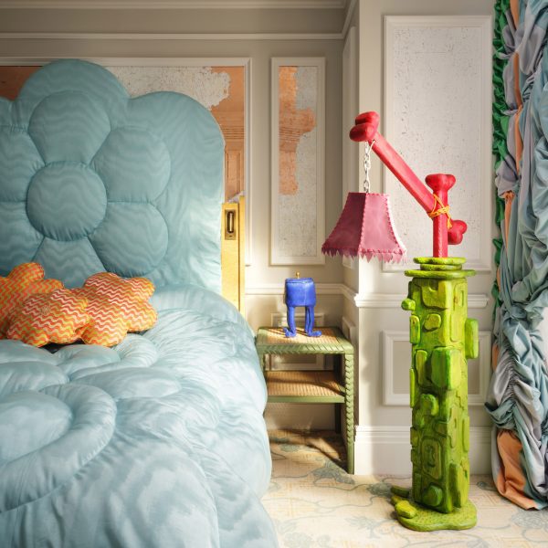 Colourful furniture in hotel room