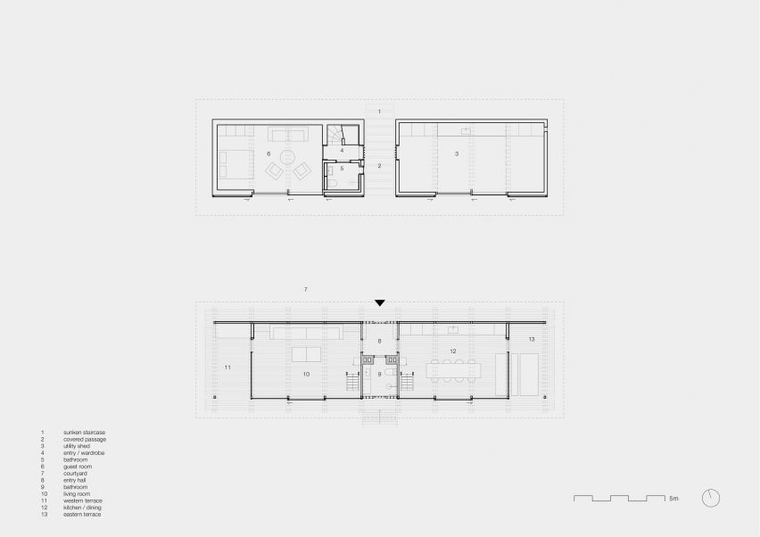 Ground floor plan of Vejrhøj summerhouse renovation by Studio Marshall Blecher and Jan Henrik Jansen Arkitekter