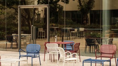Colourful chairs outside