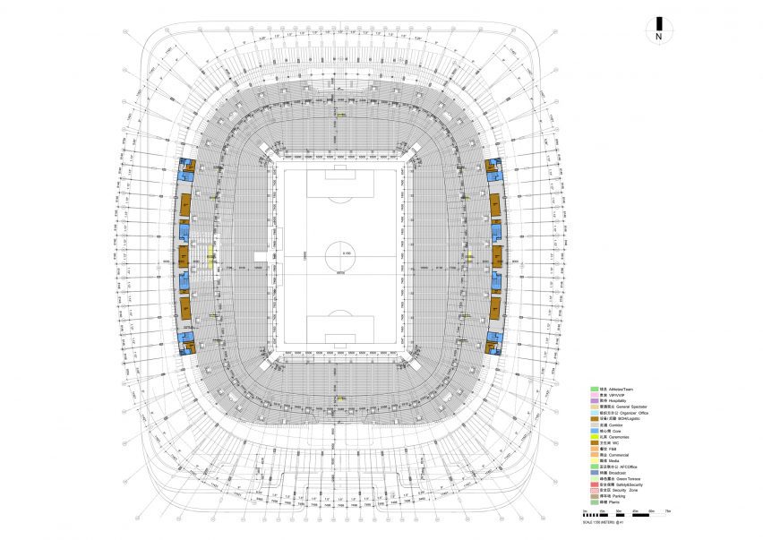 Level 6 plan of Xi’an International Football Centre by Zaha Hadid Architects
