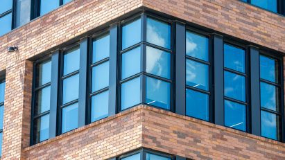Close up of varied bricks on exterior of building