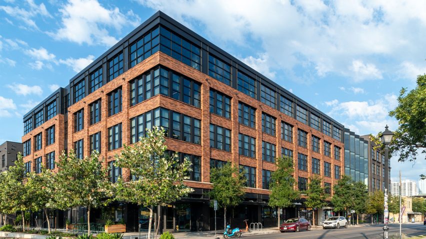 Exterior of red brick building