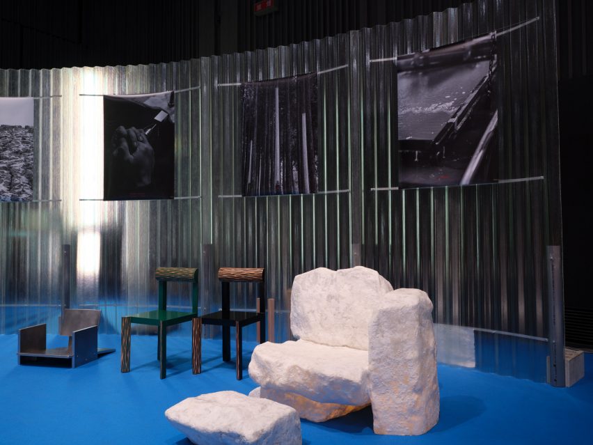 Chairs made from wood and fibreglass