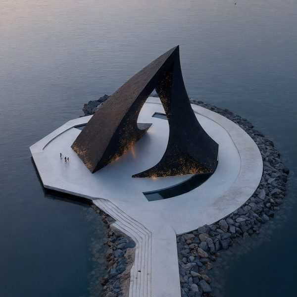 Dark, pointed monument
