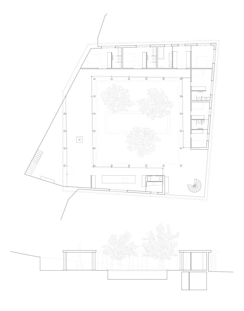 Plan of Patio House by Arquitectura-G