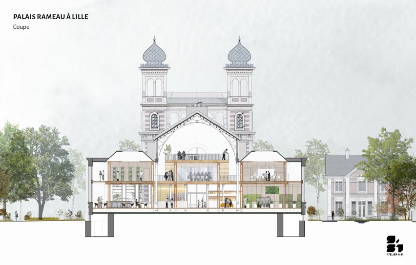Section of Palais Rameau by Atelier 9.81 and Perrot & Richard