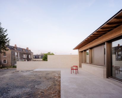 Rear patio at House on Rue de Clermont by A.TM
