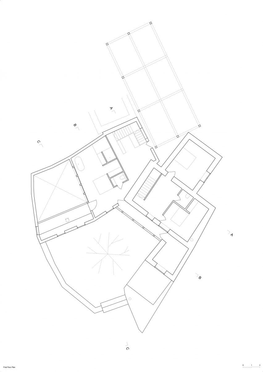 First floor plan of The Avber House by OFIS Arhitekti