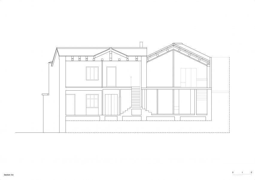 Section of The Avber House by OFIS Arhitekti