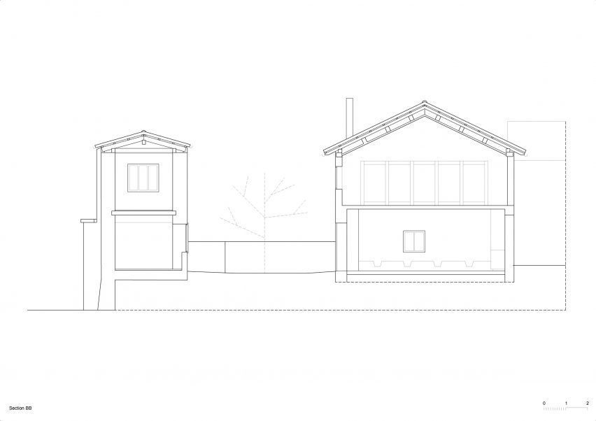 Section of The Avber House by OFIS Arhitekti