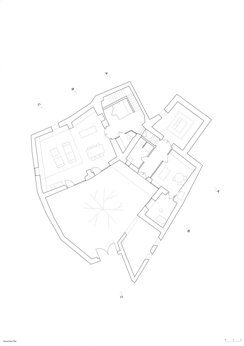 Ground floor plan of The Avber House by OFIS Arhitekti