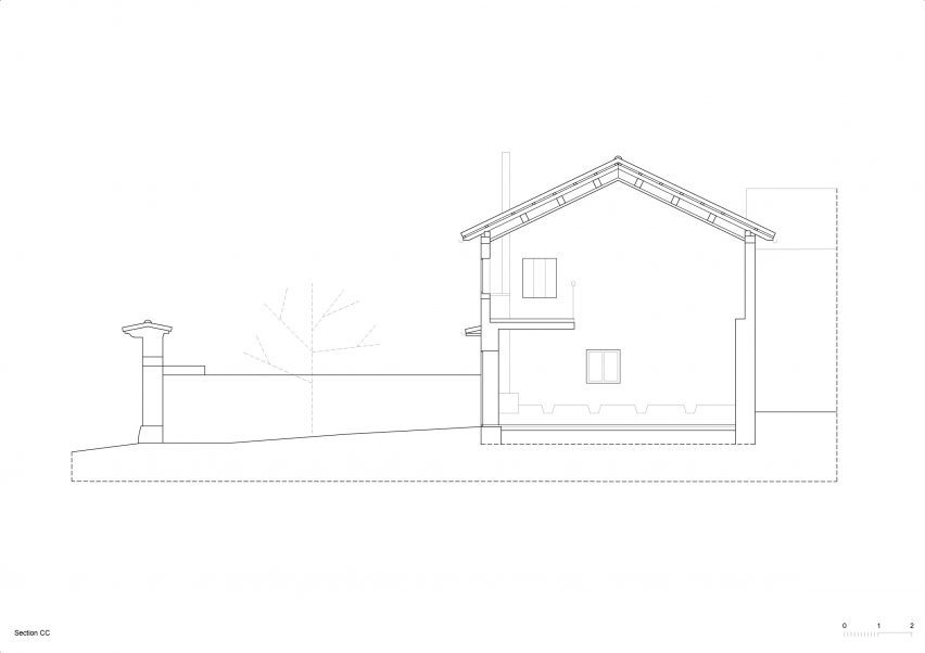 Section of The Avber House by OFIS Arhitekti