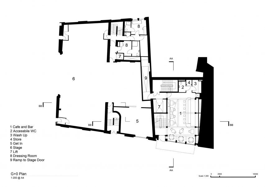 Ground floor plan of Backstage, The Old Vic by Haworth Tompkins