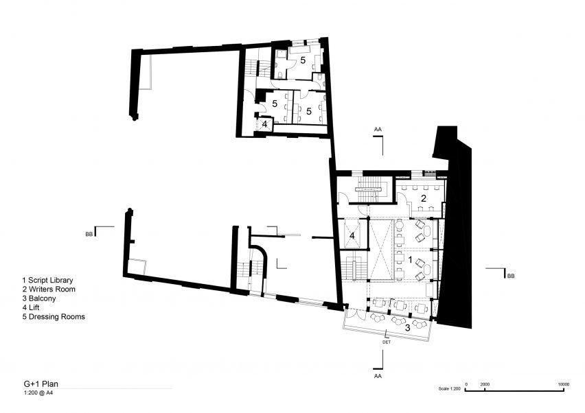 First floor plan of Backstage, The Old Vic by Haworth Tompkins