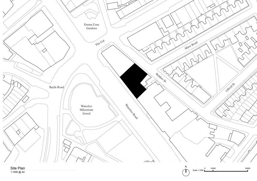 Site plan of Backstage, The Old Vic by Haworth Tompkins