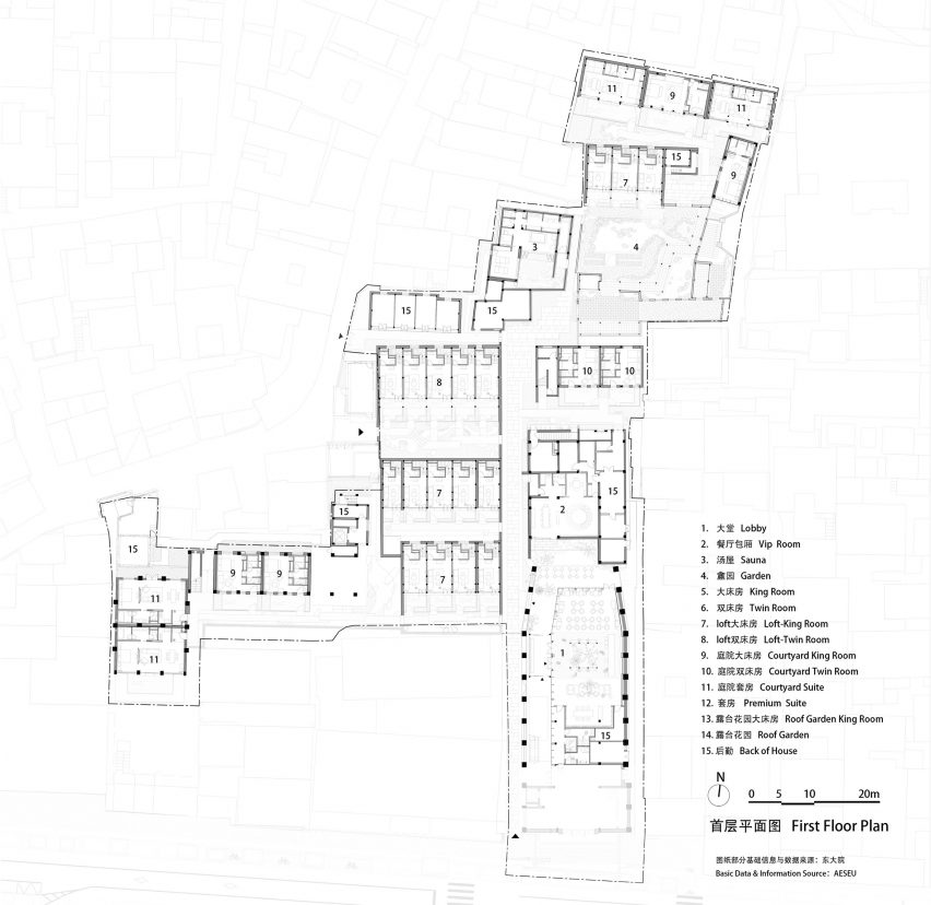 Plan of Jiangnan House Yangzhou Guangling by BLUE Architecture Studio