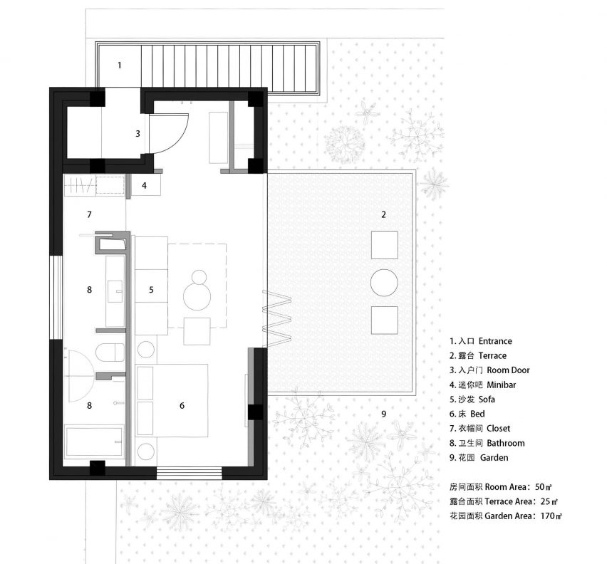 Plan of Jiangnan House Yangzhou Guangling by BLUE Architecture Studio