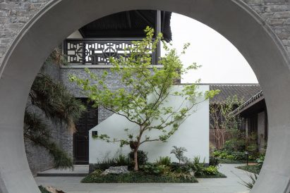 Courtyard within hotel in Yangzhou