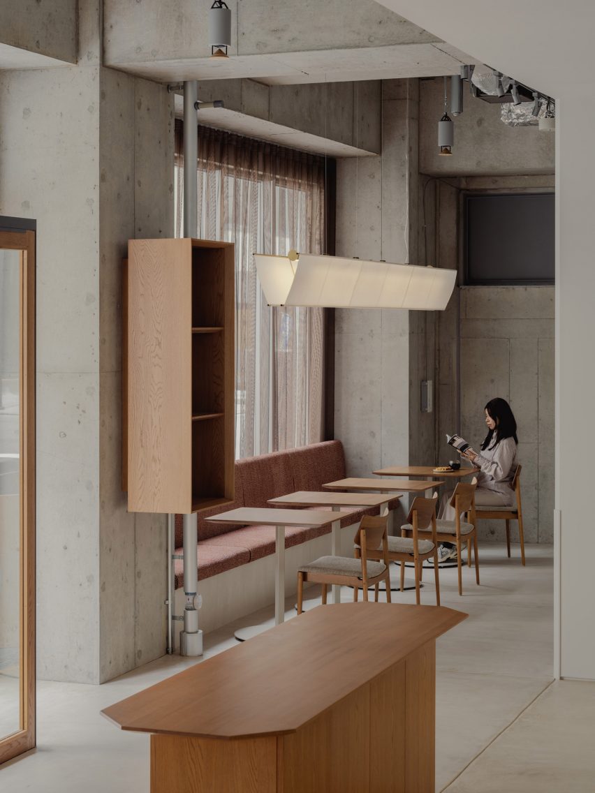 Washi-paper lamp in Osaka cafe