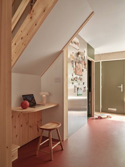 Red marmoleum flooring