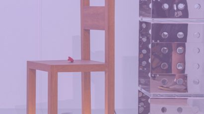 Chair and steel shelf