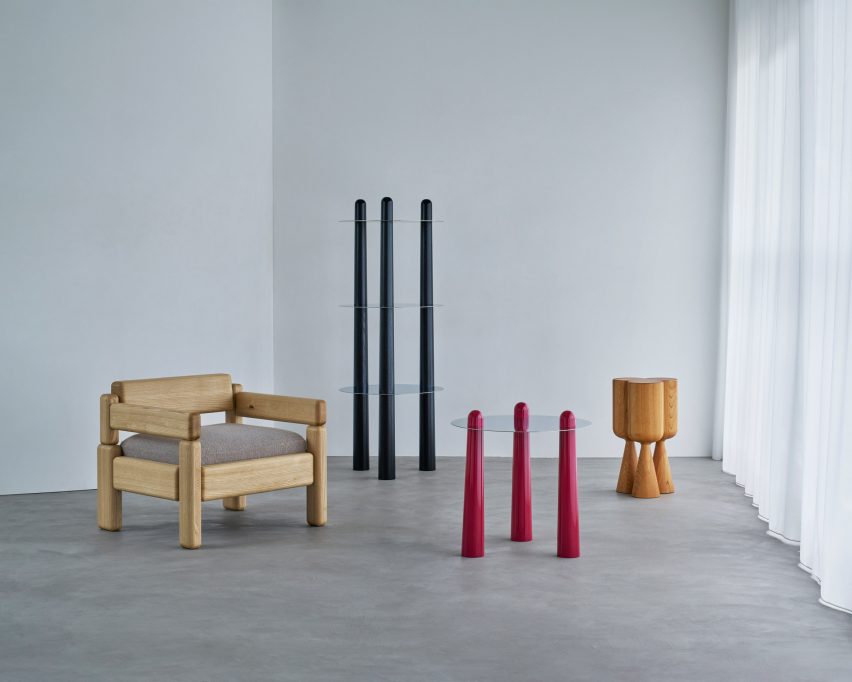 Curvy colourful furniture pieces