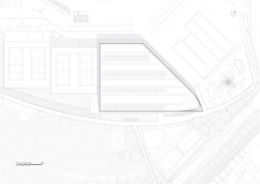 Roof plan of the CityLife padel centre by Novembre Studio