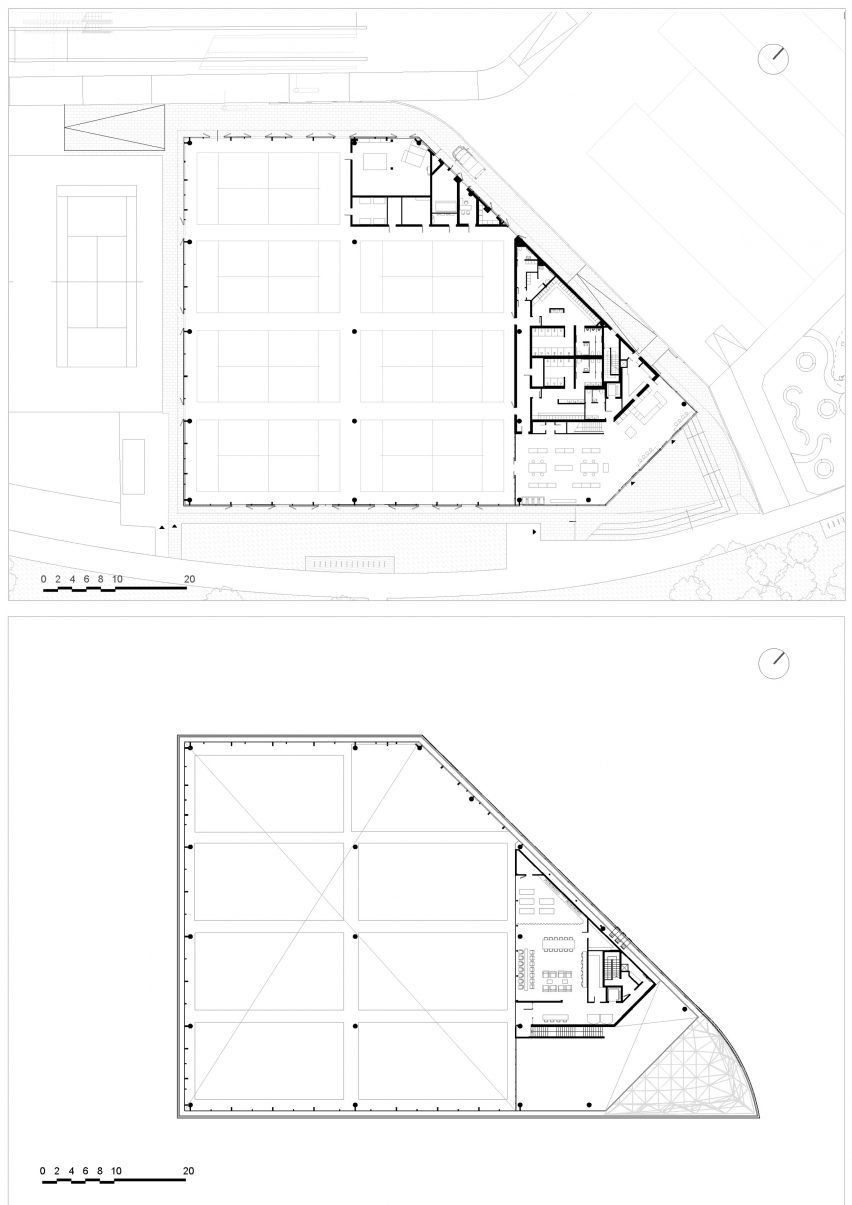 Floor plans of the CityLife padel centre by Novembre Studio
