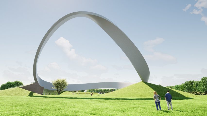 Render of a Christian monument in the UK by Snug Archtects