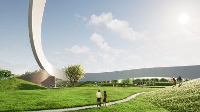 Render of a Christian monument in the UK by Snug Architects
