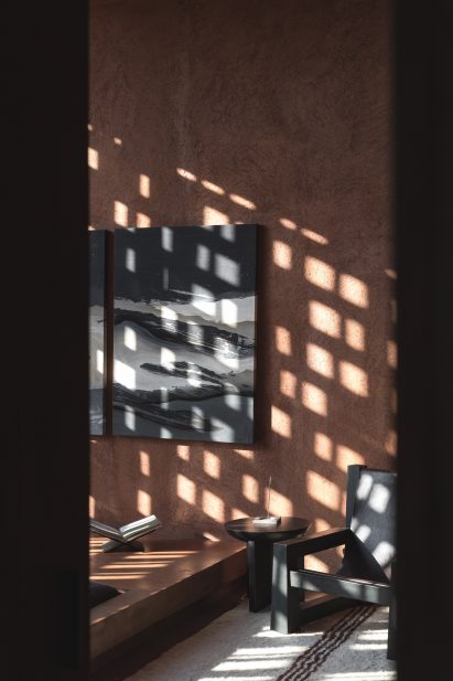 Light and shadow in bedroom at Further Hotel