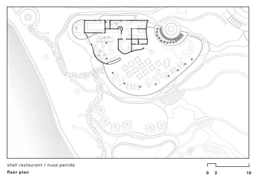 Shell Restaurant plan, Intaaya Retreat by Pablo Luna Studio