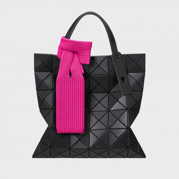 Pink iPhone pocket tied to black bag