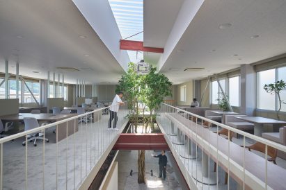 Central atrium connecting office floors
