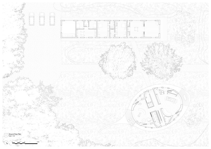 Ground floor plan of Leaf House by Michaelis Boyd