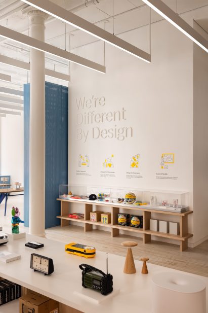 Displays for products comprising wooden bases and white tops