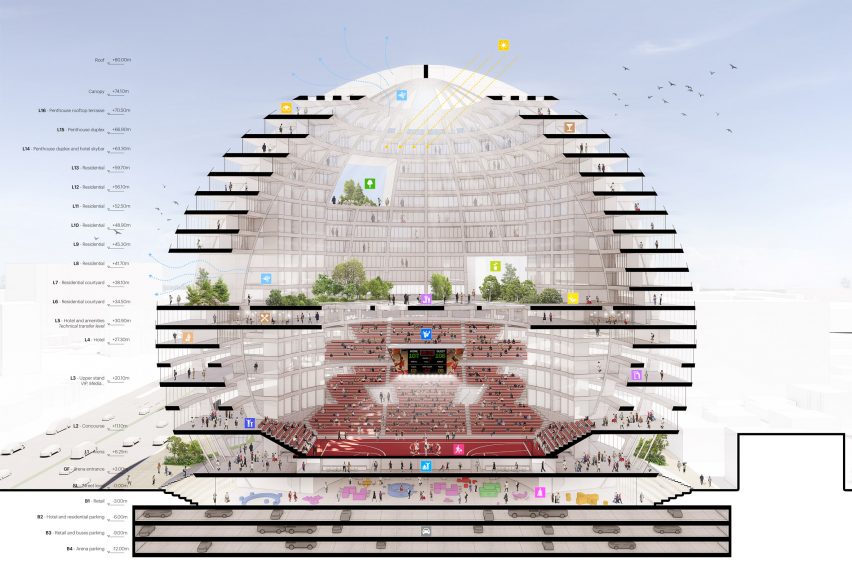 Section of The Grand Ballroom by MVRDV